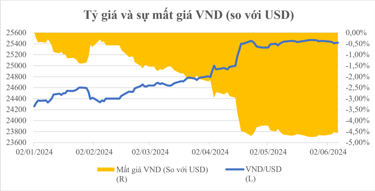 Tỷ giá và sự mất giá VND (so với USD) 